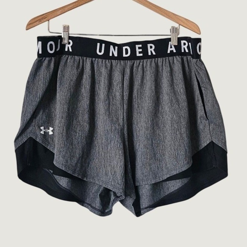Under Armour Play Up Twist 3.0 Athletic Shorts Gray Black Plus Size 2X Loose Fit